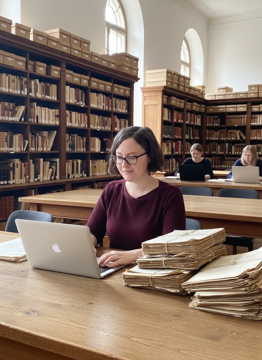 Martyna Urbańczyk, a polish genealogy specialist working in the archive